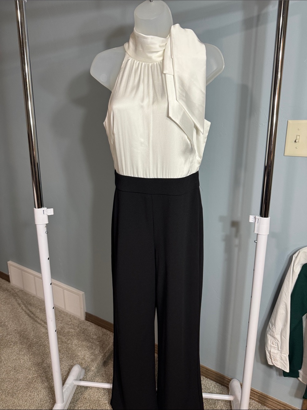 White House Black Market Black & White Halter Jumpsuit
